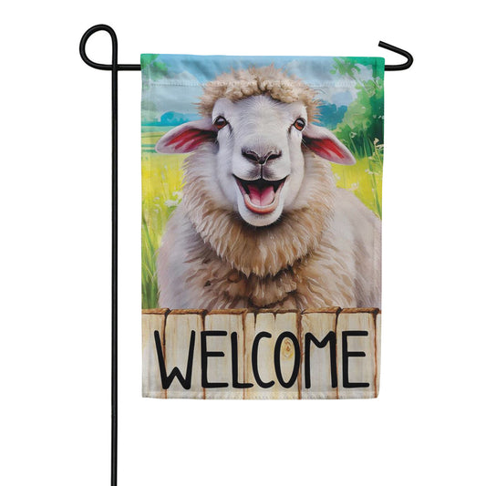 Evergreen Happy Sheep Suede 2-Sided Garden Flag