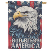 Evergreen Suede 2-Sided House Flag - God Bless America Eagle