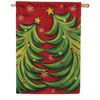 Evergreen Suede 2-Sided House Flag - Twin Christmas Tree