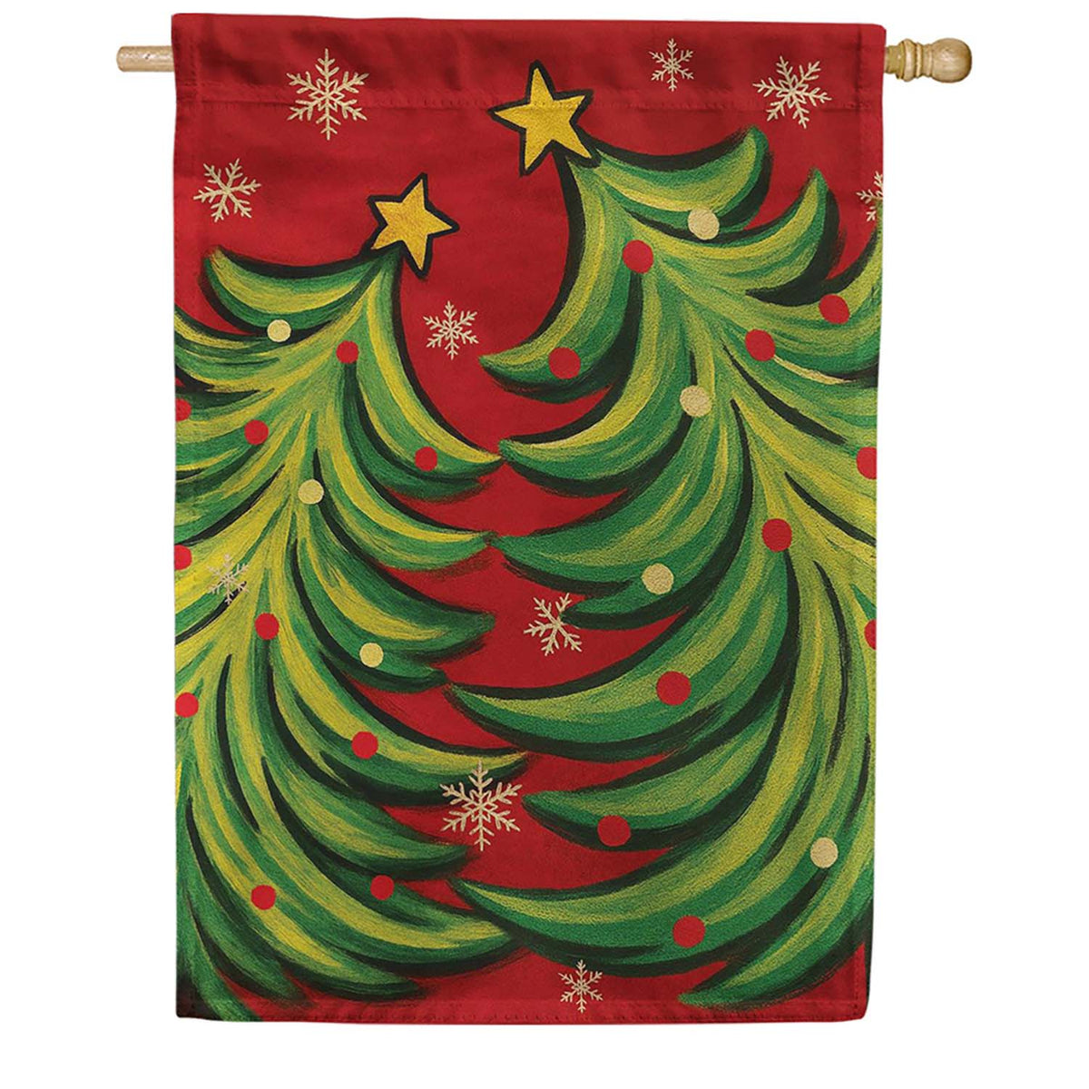 Evergreen Suede 2-Sided House Flag - Twin Christmas Tree