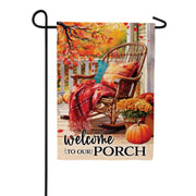 Evergreen Suede Garden Flag - Welcome to Our Porch