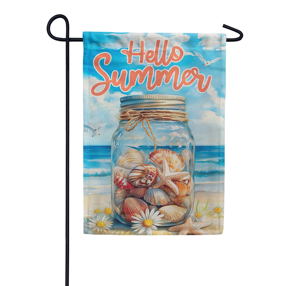 Evergreen Summer Shell Jar Suede 2-Sided Garden Flag