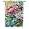 Evergreen Suede 2-Sided House Flag - Floral Stained Glass