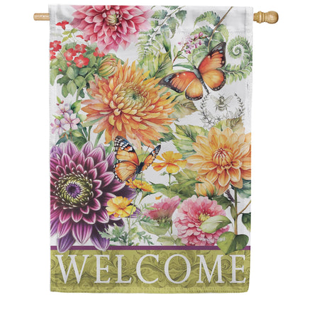 Evergreen Suede 2-Sided House Flag - Dahlia Botanica
