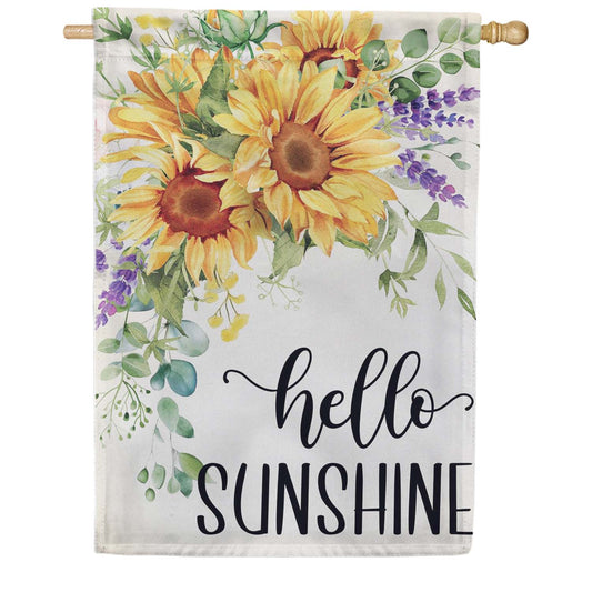 Evergreen Suede 2-Sided House Flag - Hello Sunshine Sunflower