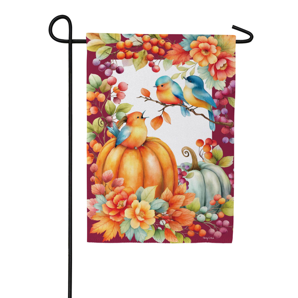 Evergreen Suede Garden Flag - Bird Talk