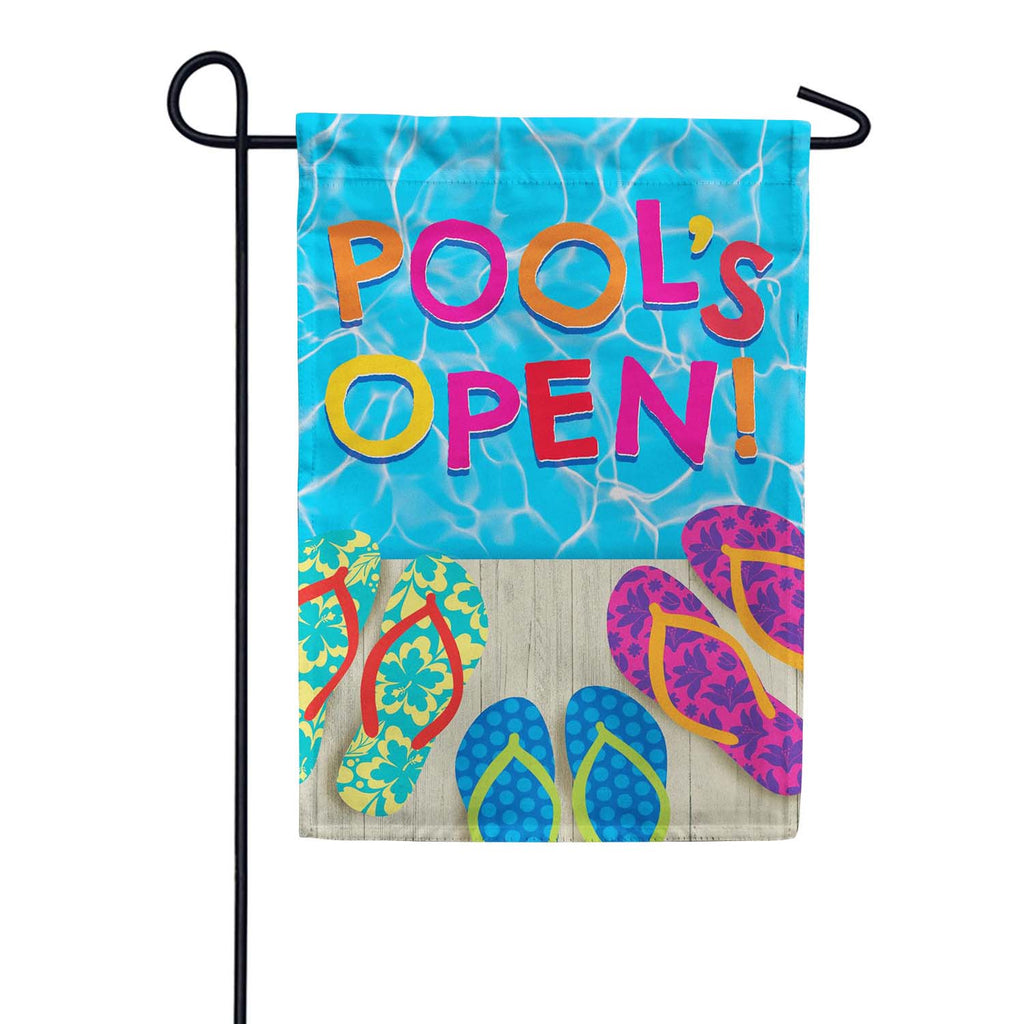 Evergreen Pool's Open Suede 2-Sided Garden Flag