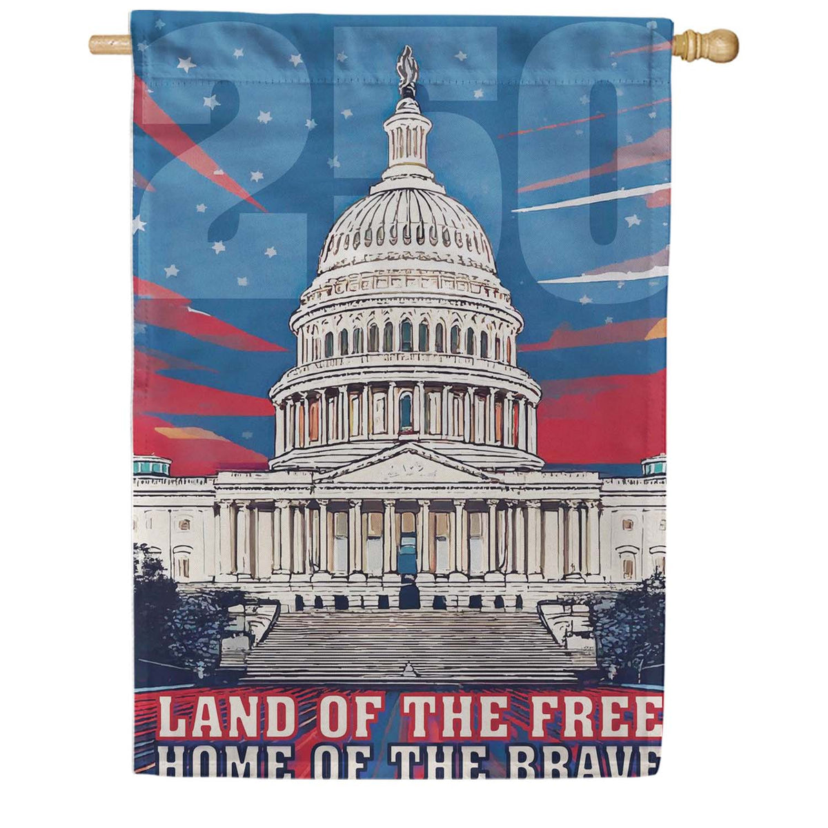 Evergreen Suede 2-Sided House Flag - 250th Anniversary Land of the Free Home of the Brave