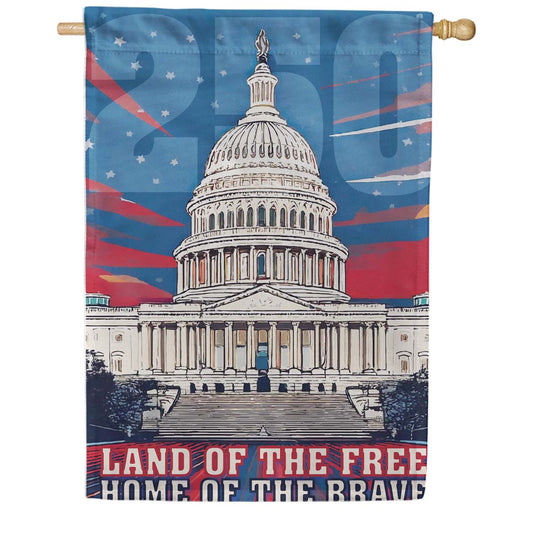 Evergreen Suede 2-Sided House Flag - 250th Anniversary Land of the Free Home of the Brave