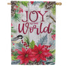 Evergreen Suede 2-Sided House Flag - Joy To The World Floral