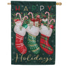 Evergreen Suede 2-Sided House Flag - Festive Fun Stockings