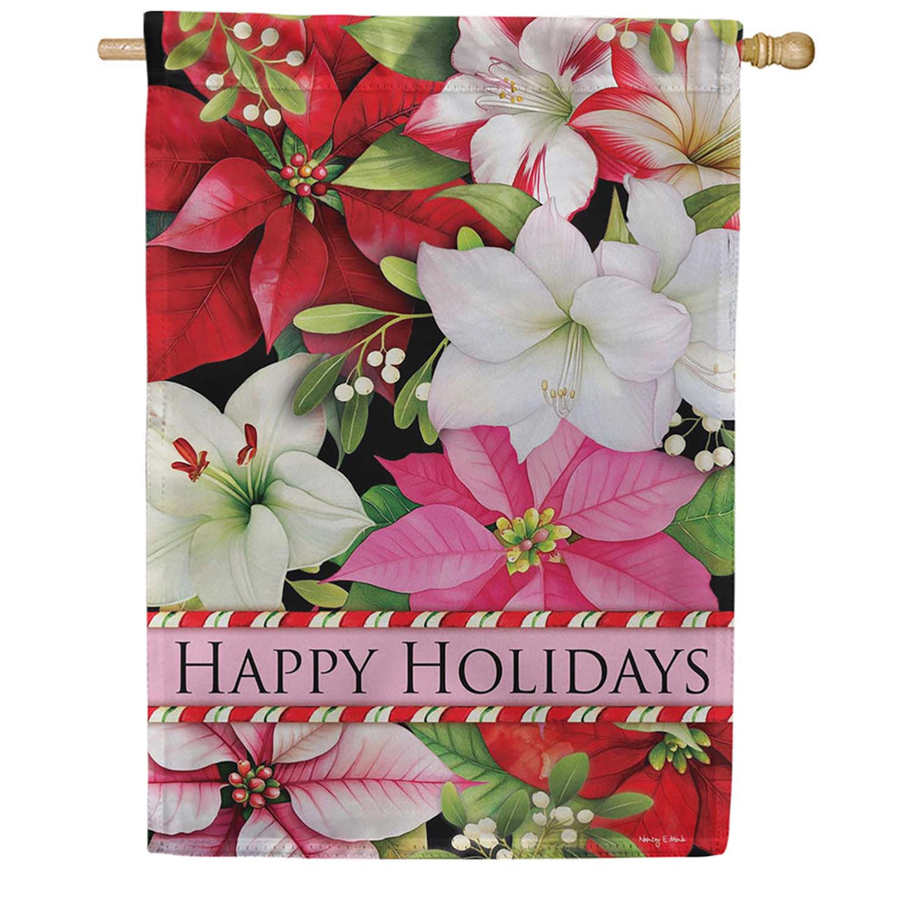 Evergreen Suede 2-Sided House Flag - Blooming Winter