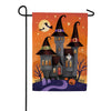 Evergreen Suede 2-Sided Garden Flag - Haunted House Nighttime