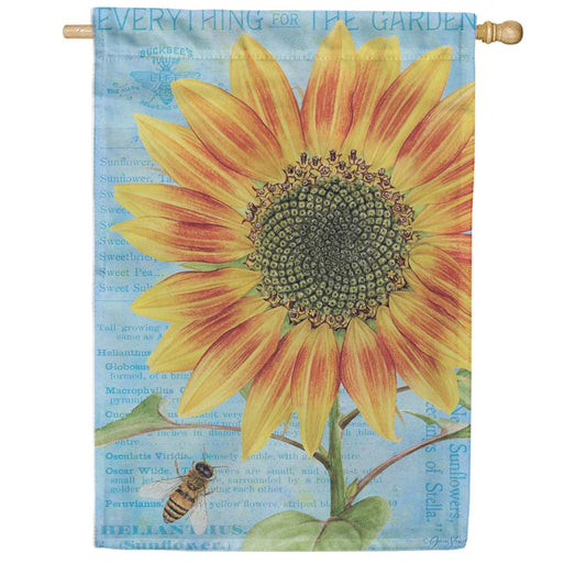 Evergreen Suede 2-Sided House Flag - Intricate Sunflower
