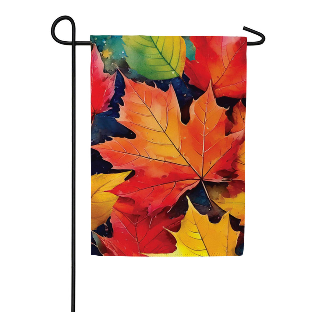 Evergreen Suede 2-Sided Garden Flag - Multicolor Fall Leaves