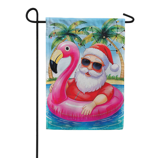 Evergreen Suede 2-Sided Garden Flag - Santa's Vacation