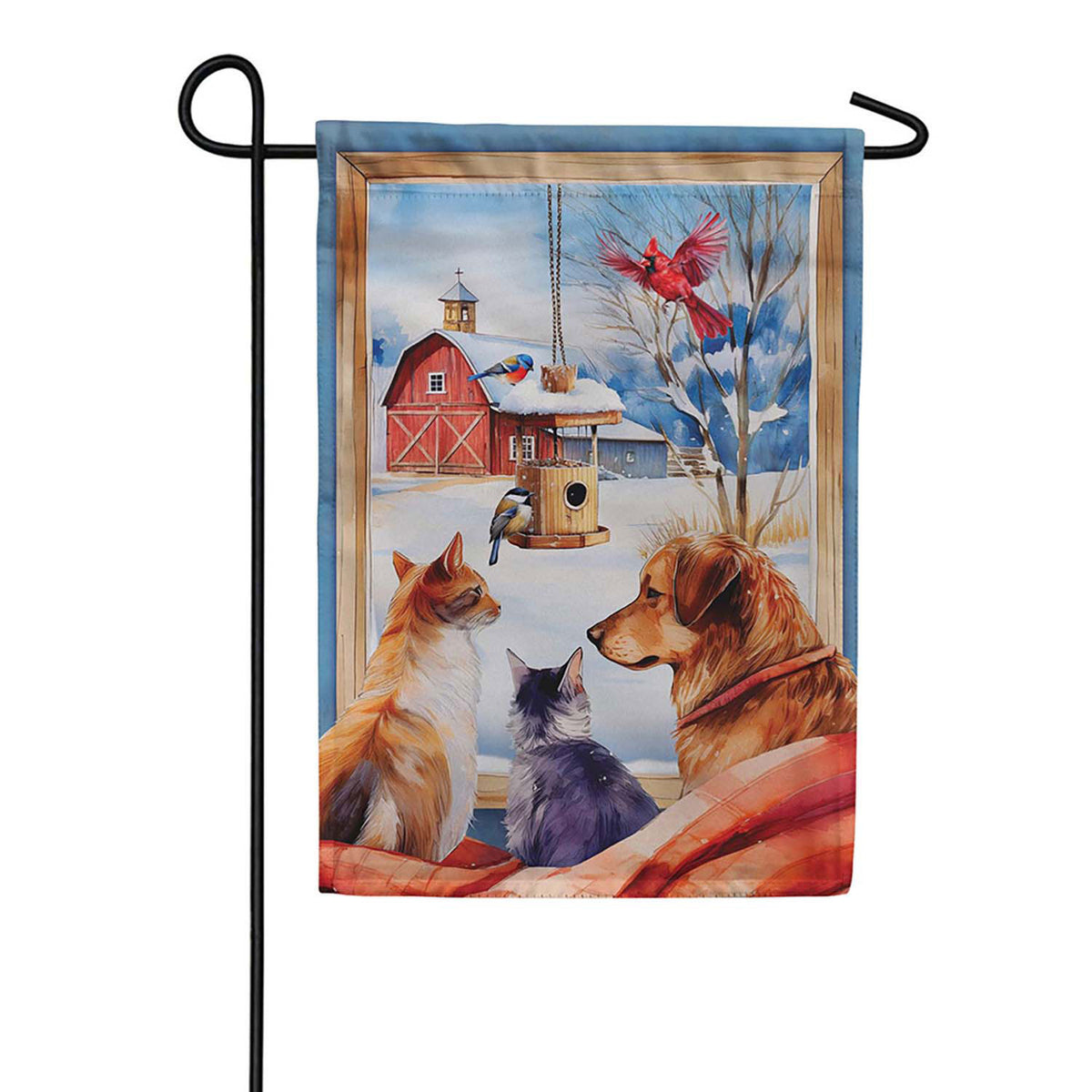 Evergreen Suede 2-Sided Garden Flag - Winter Farmhouse Friends