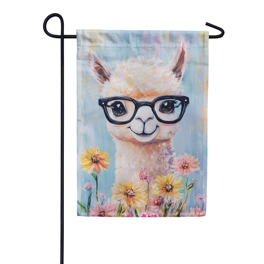 Evergreen Floral Llama Suede 2-Sided Garden Flag