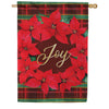 Evergreen Suede 2-Sided House Flag - Plaid Joy Wreath