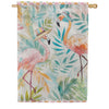 Evergreen Suede 2-Sided House Flag - Palm Beach Flamingos
