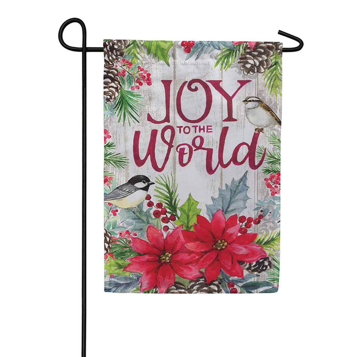 Evergreen Suede 2-Sided Garden Flag - Joy To The World Floral