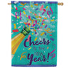 Evergreen Suede 2-Sided House Flag - Cheers To The New Years