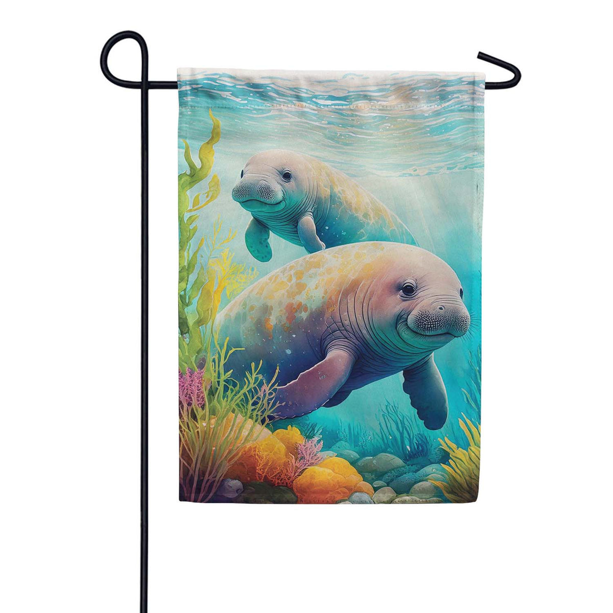 Evergreen Suede 2-Sided Garden Flag - Sea Manatees