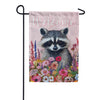 Evergreen Suede 2-Sided Garden Flag - Floral Raccoon