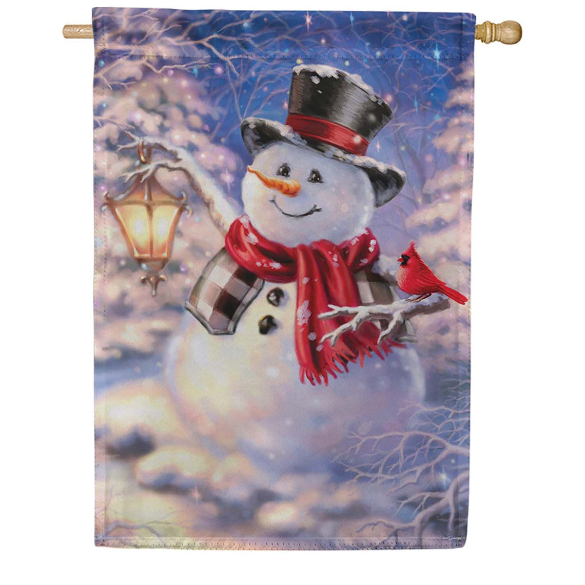 Evergreen Suede 2-Sided House Flag - Snowman Magic