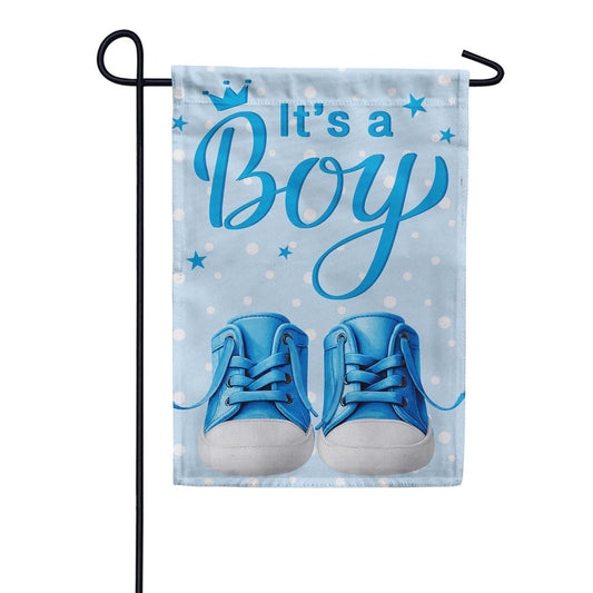 Evergreen Suede 2-Sided Garden Flag - It's a Boy Blue