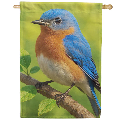 Evergreen Suede 2-Sided House Flag - Eastern Blue Bird