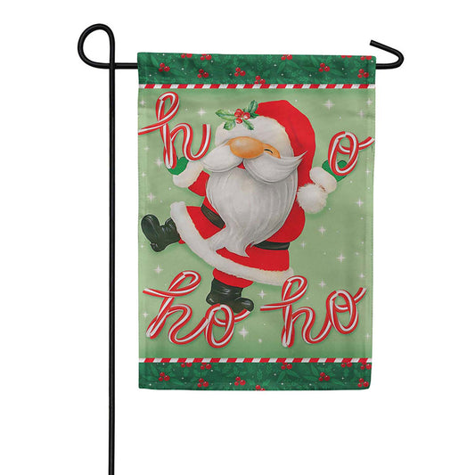 Evergreen Suede 2-Sided Garden Flag - Ho Ho Ho Gnome
