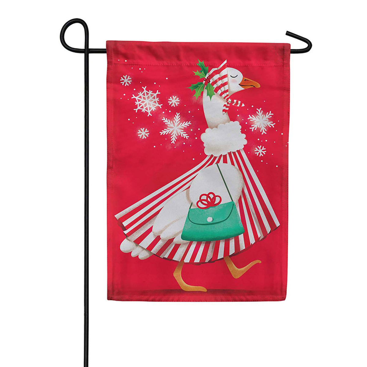 Evergreen Suede 2-Sided Garden Flag - Prim Christmas Goose
