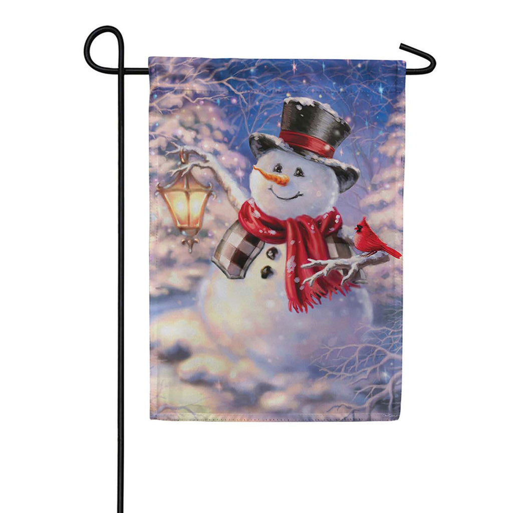 Evergreen Suede 2-Sided Garden Flag - Snowman Magic