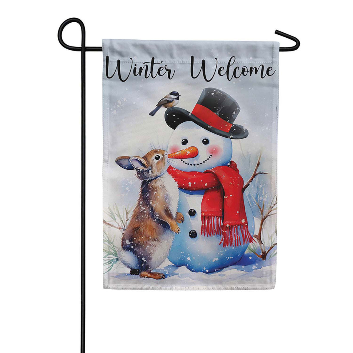 Evergreen Suede 2-Sided Garden Flag - Snowman & Friends