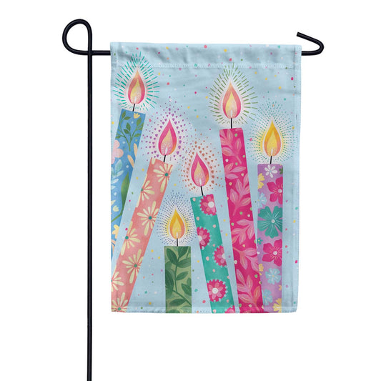 Evergreen Suede 2-Sided Garden Flag - Floral Candles