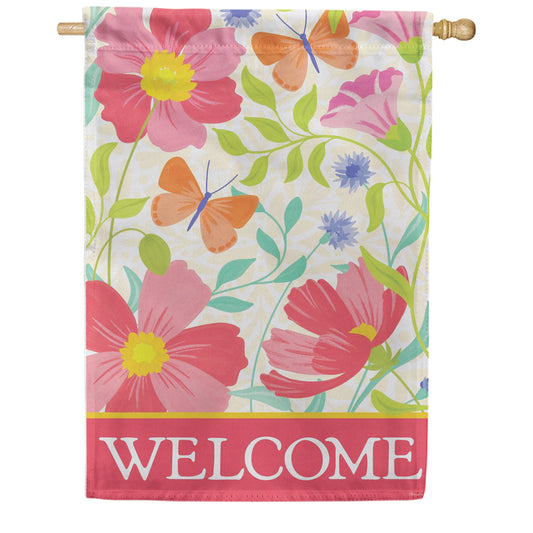Evergreen Suede 2-Sided House Flag - Wildflower Bunch