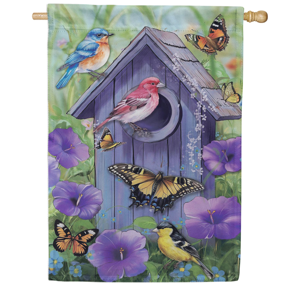 Evergreen Suede 2-Sided House Flag - Morning Glory Festival
