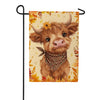Evergreen Suede 2-Sided Garden Flag - Frankie The Fall Highland Cow