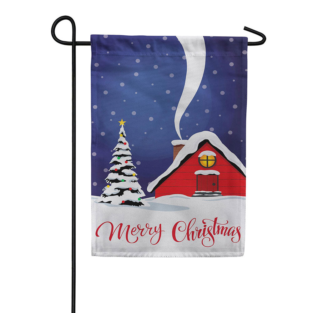 Evergreen Suede 2-Sided Garden Flag - Cozy Christmas Night