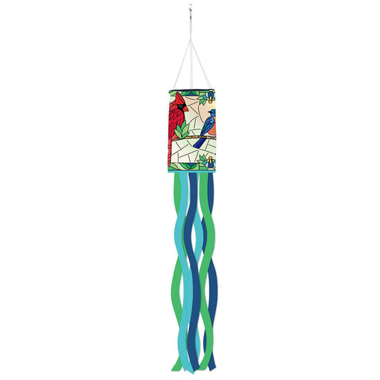 Evergreen Stained Glass Songbirds Windsock