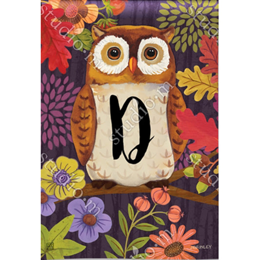 Magnet Works Floral Owl Monogram Garden Flag