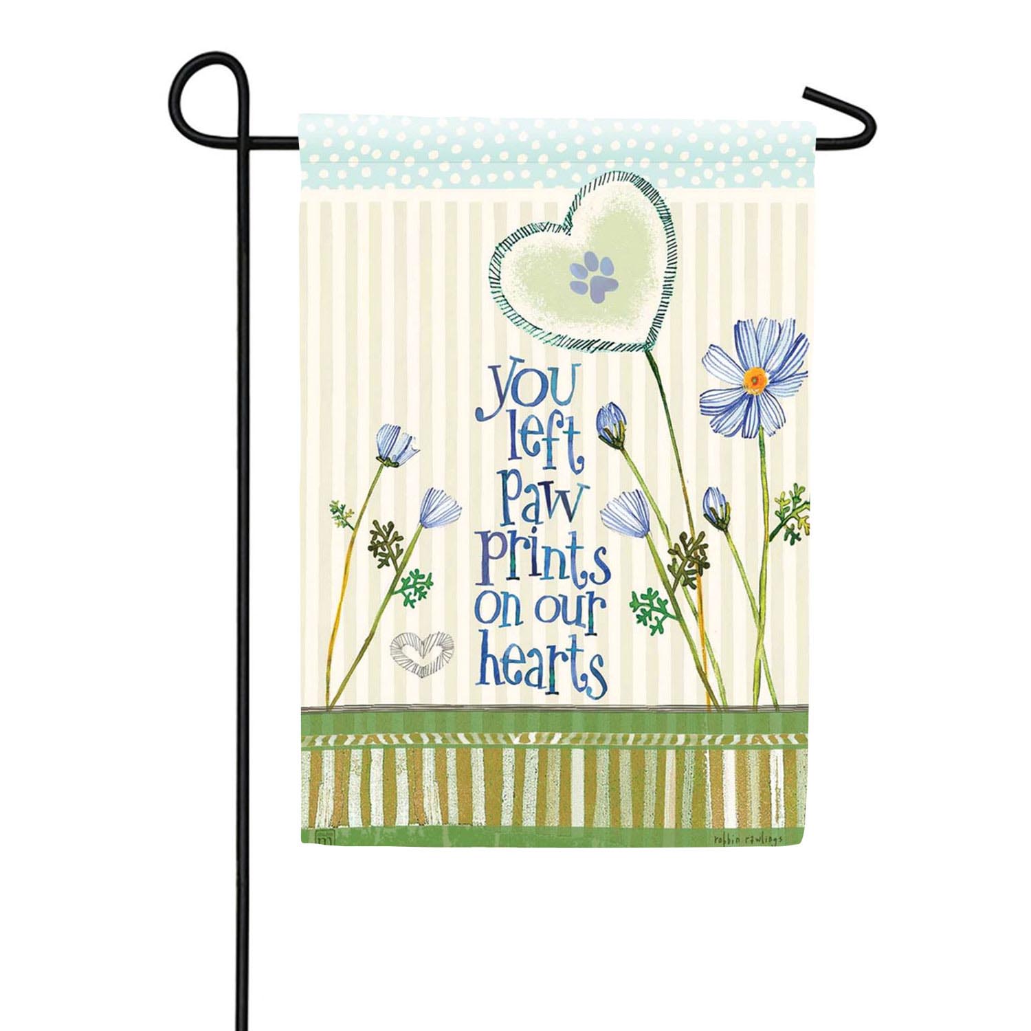 You Left Paw Prints Double Sided Garden Flag