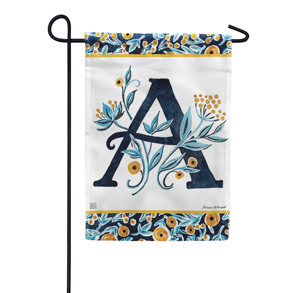 Magnet Works Indigo Elegance Monogram Garden Flag