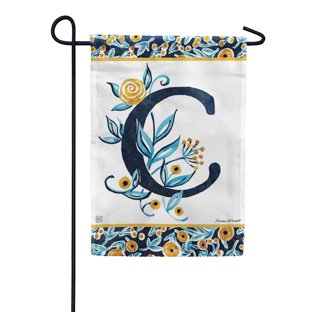 Magnet Works Indigo Elegance Monogram Garden Flag