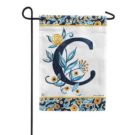 Magnet Works Indigo Elegance Monogram Garden Flag