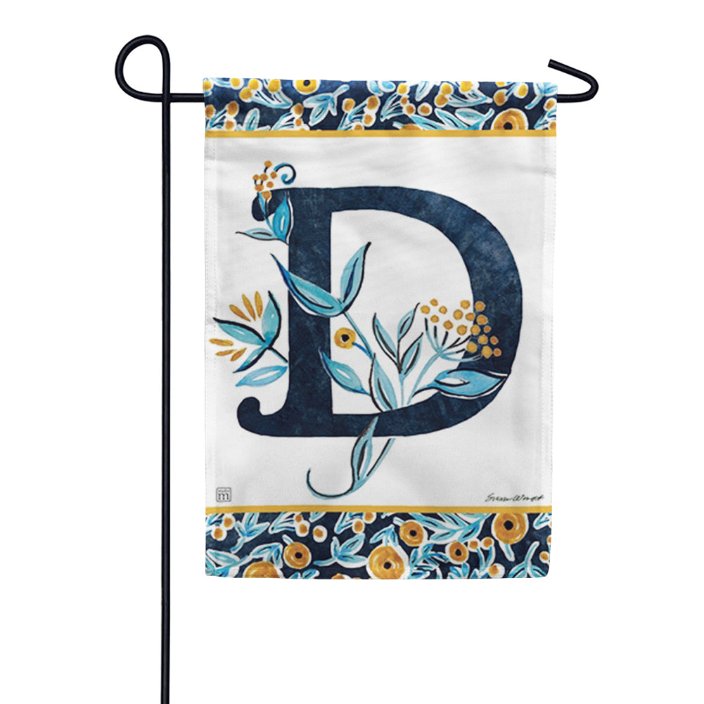 Magnet Works Indigo Elegance Monogram Garden Flag