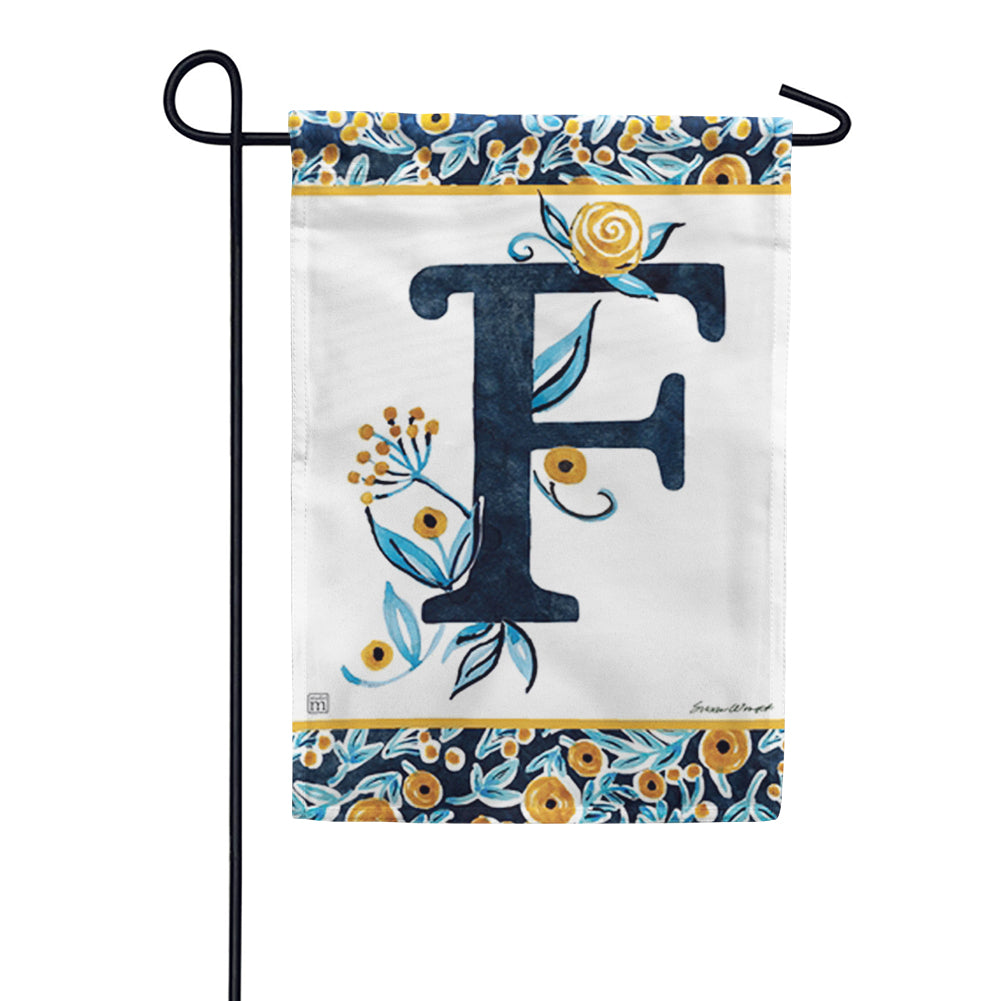 Magnet Works Indigo Elegance Monogram Garden Flag