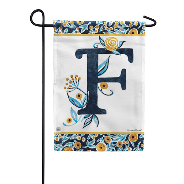 Magnet Works Indigo Elegance Monogram Garden Flag