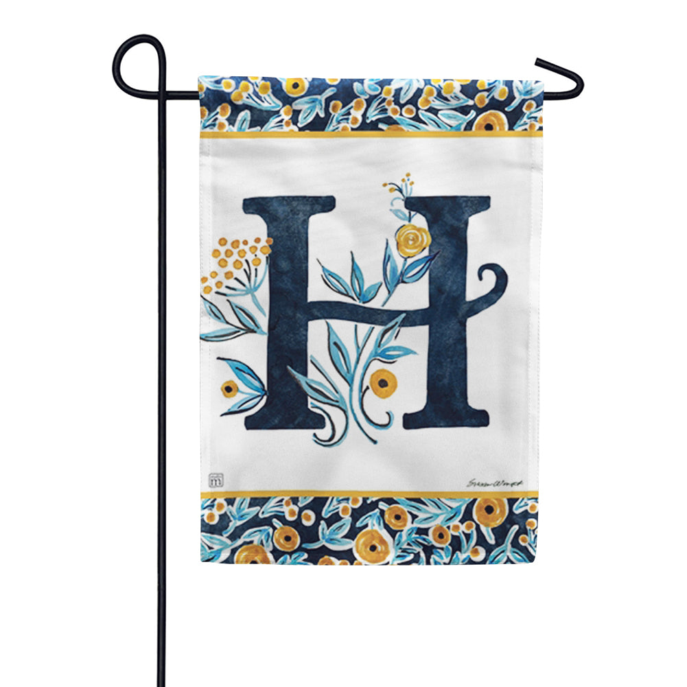 Magnet Works Indigo Elegance Monogram Garden Flag